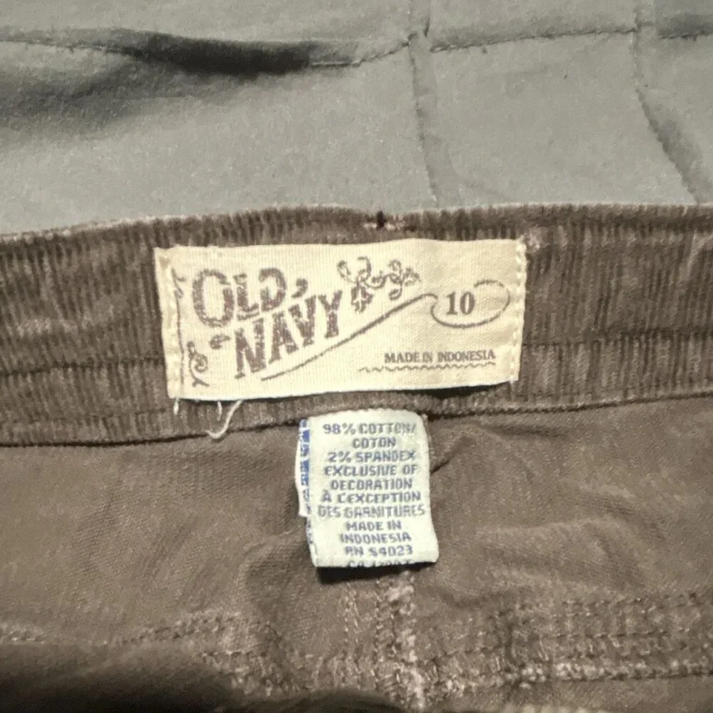 Old Navy Girls-Brown Corduroy, A-Line Knee Skirt, Pockets Button: Size 10